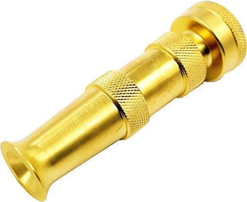 iFJF Adjustable Spray - 12380 Heavy-Duty Brass Adjustable Hose Nozzle - Brass Polished Anti-Rust - Fits Standard Garden Hose - for car wash (Adjustable Hose Nozzle)