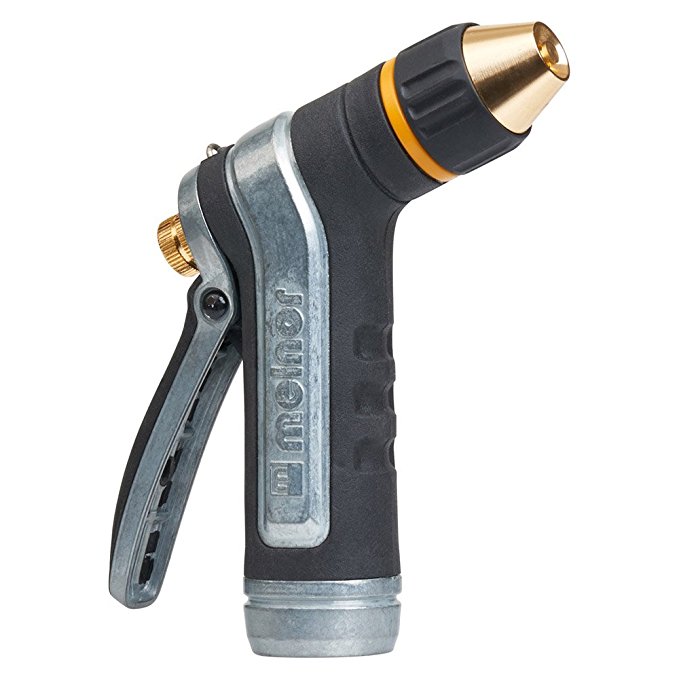 Melnor Heavy-Duty Metal Hose Nozzle with Locking Rear Trigger; Adjustable Tip Water Sprayer