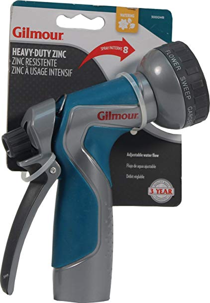 Gilmour 300GWR Medium-Duty Metal Rear Trigger Nozzle, 8 Spray Patterns