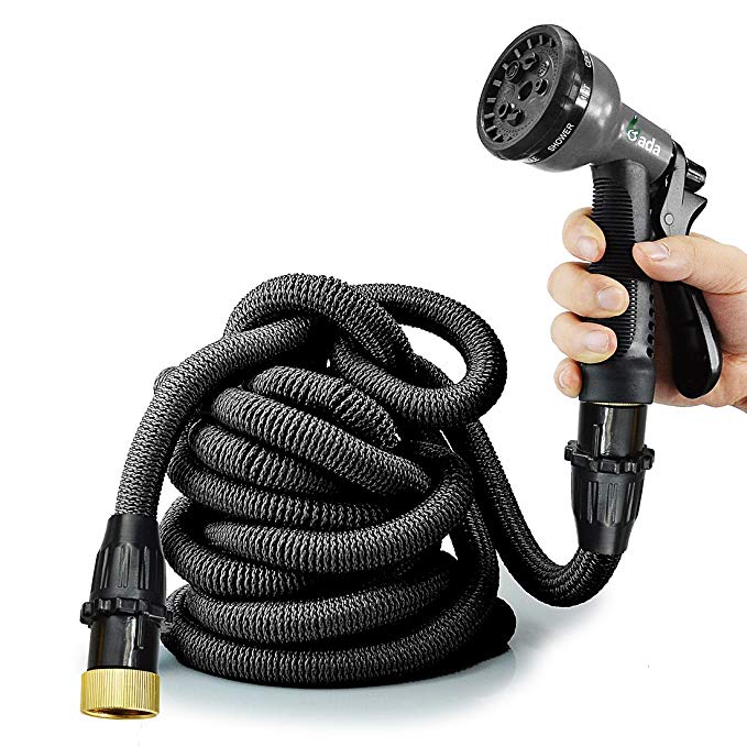 50ft Expandable Garden Hose,Heavy Duty Flexible Hose Pipe with 8-Way Spry Nozzle,3/4