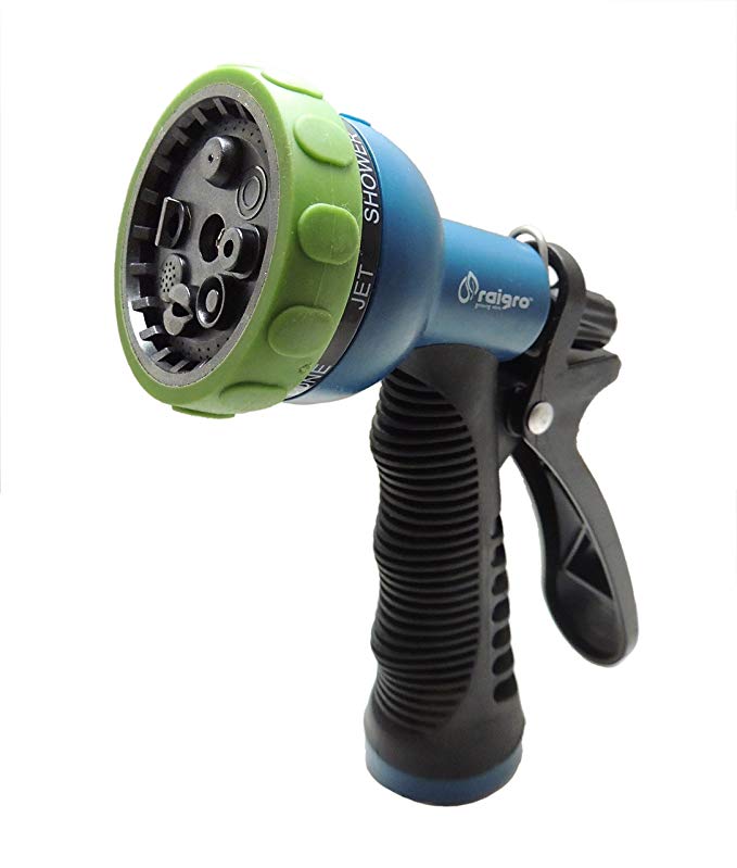 Raigro Classic Pull-Trigger Lawn and Garden Hose Spray Nozzle - Convenience, Versatility, and 8 Spray Patterns!