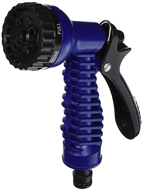 Prudance Hose Nozzle Hand Sprayer with 7 Spray Settings - Water Saving Design for Eco Friendly Gardening - Perfect for Cleaning Patios & Decks, Automotive Detailing and Car Washes - Blue