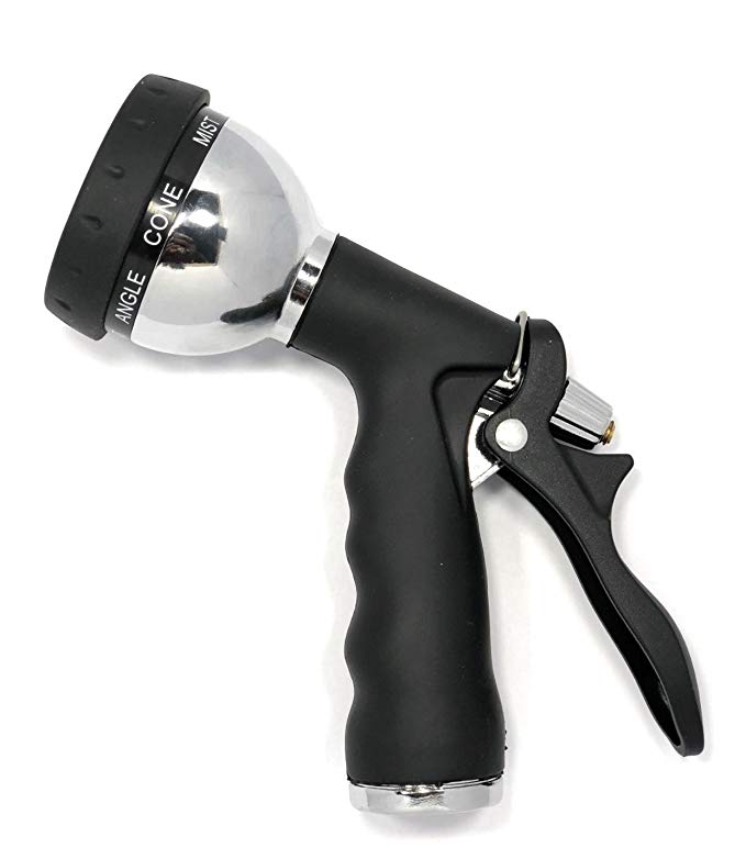 Von’s Empire Versatile Garden Hose Nozzle Sprayer- Heavy Duty 8 Adjustable Watering Patterns with a Tremendously Rich Look, Comfortable Grip for Bathing Pets, Cleaning, Detailing, and Gardening.