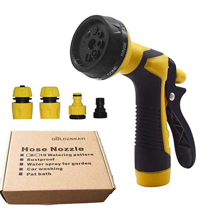 GOLDENKAYI Hose Nozzle Water Spray with 8 Function for Garden,Pat Bath,Car Washing