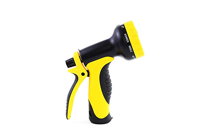 Garden Hose Nozzle Spray / Hand Sprayer - Heavy Duty 10 Pattern Watering Nozzle - High Pressure - Pistol Grip Front Trigger - Flow Control Setting Knob