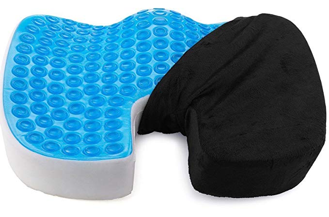 Coccyx Seat Cushion Back Support, Orthopedic Memory Foam Office Chair and Car Seat Cushion for Back Pain,Sciatica and Tailbone Relief ,Washable Cover, Black