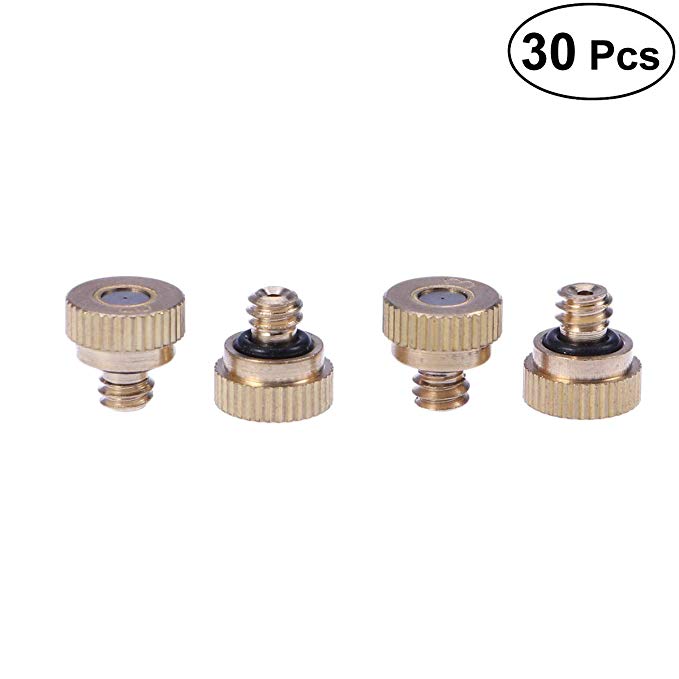 BESTOMZ 30pcs 0.3mm Brass Misting Nozzle Atomizing Spray Mister Nozzle for Outdoor Cooling System