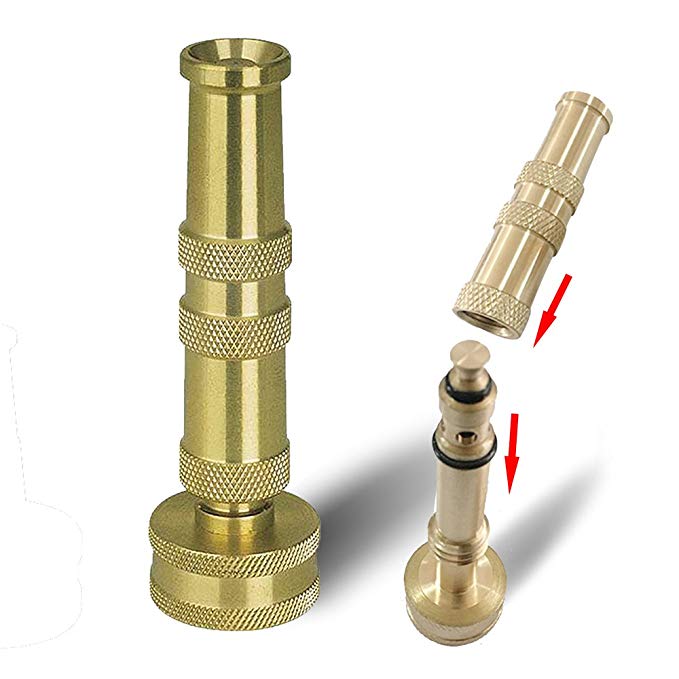 KEEPON Hose Nozzle - High Pressure for Car or Garden - Solid Brass Fittings - Garden Hose Nozzle - Adjustable Water Sprayer from Spray to Jet - Heavy Duty - Fits Standard Hos