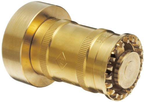 Moon BRN151NST Brass Fire Hose Nozzle, Twist On/Off, 60 gpm, 1-1/2