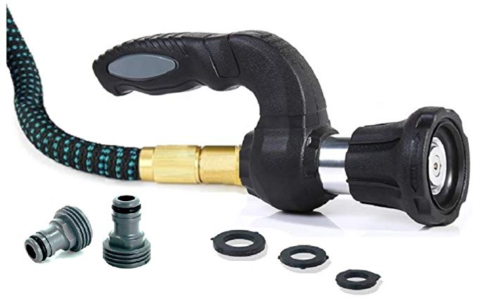 Garden Hose Nozzle, Heavy Duty Comfort Grip Fireman Hose Sprayer for Car Wash, Lawn Watering. Extremely Ergonomic & Anti-Fatigue