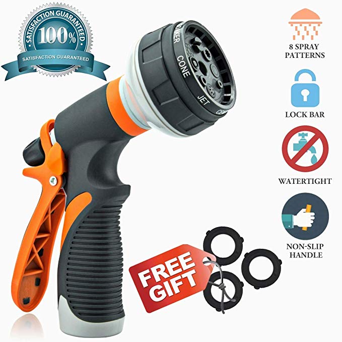 Hose Nozzle Garden Hose Nozzle Hose Spray Nozzle Heavy Duty High Pressure Leak Free 8 Pattern for Pets Shower Watering Plant Washing Cars