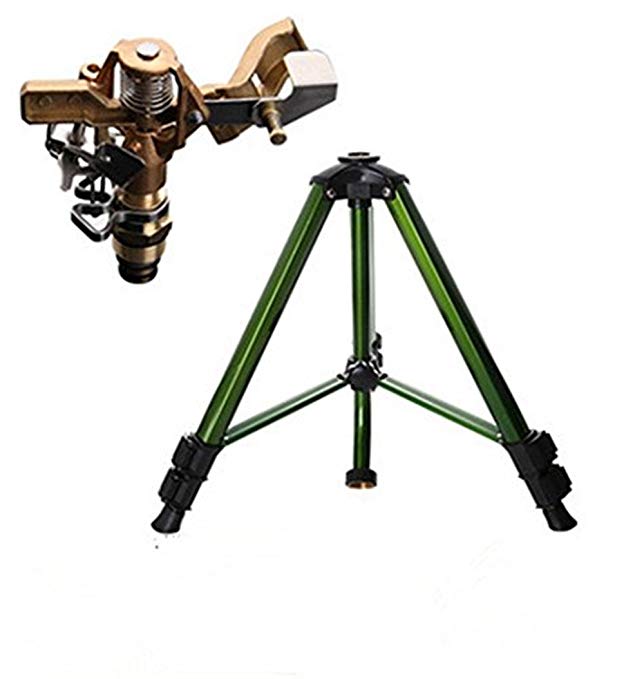 Tripod Base with Garden Brass Impact Impluse Sprinkler, Adjustable 0° to 360° Pattern,Area Coverage-Up to 50'-70' Diameter (100621)