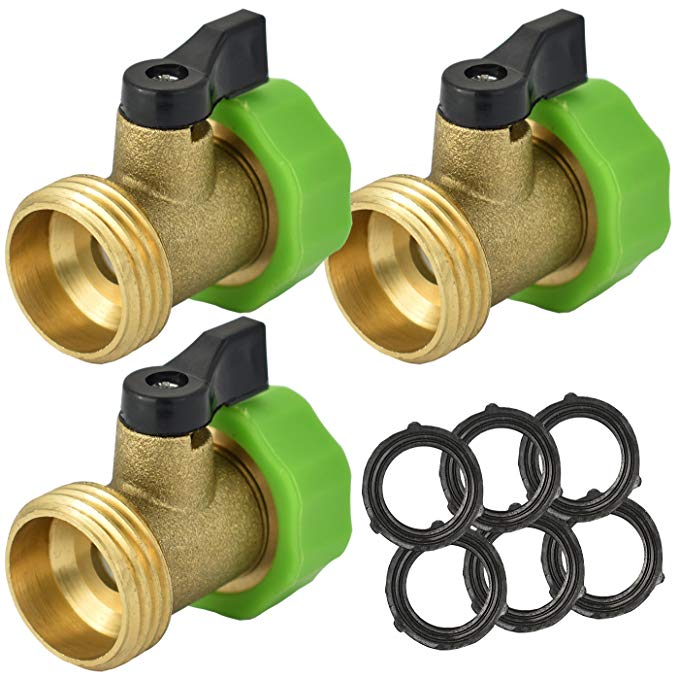 OurRich Single Shutoff Hose Coupling Heavy Duty Brass Hose Connector / 6 Extra Rubbers / 3units