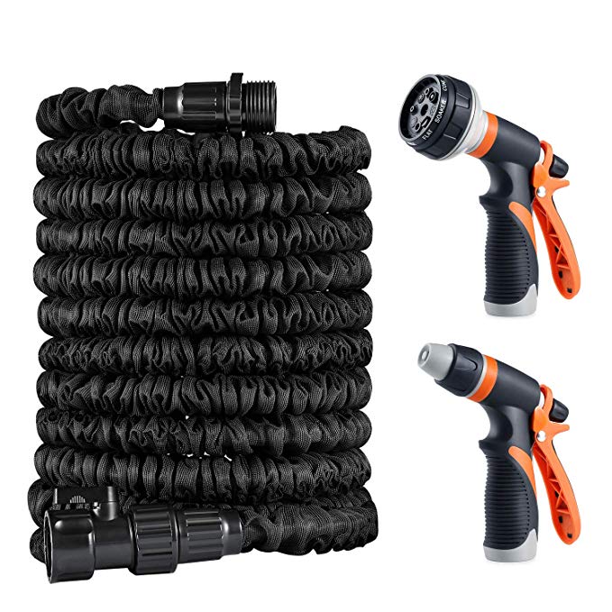 Expandable Garden Hose, Treatlife Flexible 50 feet Water Hose with Double Latex ON/OFF Valve Non-leaking-Retractable Hose with 2 Adjustable Watering Patterns Spray Nozzle